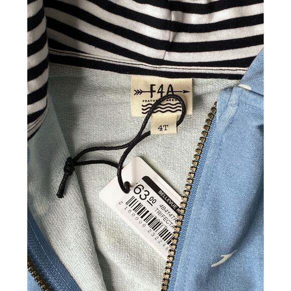 NWT Feather 4 Arrow Blue Shaka Print Hooded Trifecta Sweatshirt 4T - Picture 4 of 4